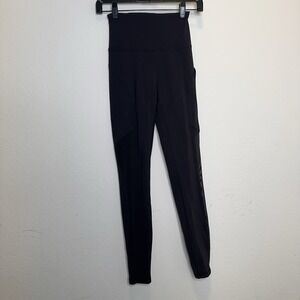 Lululemon Womens Leggings Black Mesh Detail Pockets Size 4 Yoga Gym Hiking